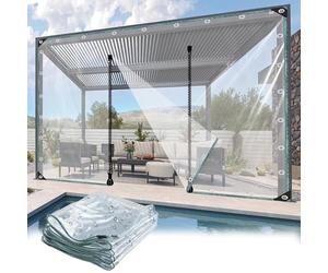 Bâches Plastiques Transparente étanches Avec œillets,Bâches En Vinyle Pvc Extérieures,2m 3m 5m 6m 7m Grands Panneaux Latéraux De Bâche Claire Et Durable,Résistant Au Vent,WxH-4.8x2.2m/15.7x7.2ft