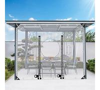 Bâches Transparentes En Pvc Lourd Imperméable-Avec Porte Zippée,Bâches Imperméables/Résistantes à La Déchirure,Panneaux Latéraux En Bâche Transparente,Pour Carports,Serres,WxH-3.2x2.2m/10.5x7.2ft