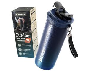 Bachgold® Gourde filtrante eau non potable XL [800 ml] avec une capacité de filtration de 2000 L I élimine 99,99% des bactéries, virus, particules et métaux lourds, gourde eau