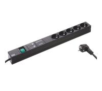 19-multiprise üss u. netzfilter, - 5-fach, alu, noir, schuko, 2 m, 1he, avec schaltermit parafoudre 6,5 ka, netz- et f