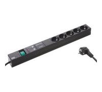 Bachmann 19-multiprise üss u. netzfilter, - 5-fach, alu, noir, schuko, 2 m, 1he, avec schaltermit parafoudre 6,5 ka, netz- et f Incolore G