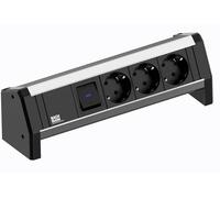 Bachmann Barre multiprise 339.1001 – 3 prises Schuko, interrupteur, cordon 3 m, noir pour bureau