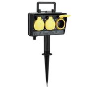 Bachmann Prise de jardin à planter au sol 394.175 – 3 sorties AC, câble 2 m, vert