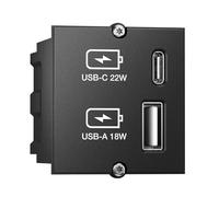 Bachmann 917227 Double Chargeur Keystone A, 1 x USB-C Max. 22 W, Noir