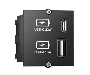 Bachmann 917227 Double Chargeur Keystone A, 1 x USB-C Max. 22 W, Noir