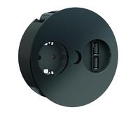 Bachmann Twist 931.131 – 1x CEE7/3, chargeur USB 1x, 2 m AEH, RAL9005 noir
