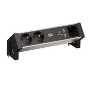 Bachmann 937.001 DESK2 2 Chargeur de Protection avec 2 Prises de Protection et 1 Chargeur USB 1 x ABD GST18 Noir