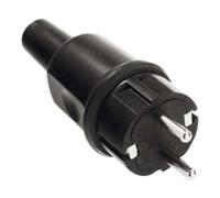 Bachmann 913.173 Fiche électrique mâle avec terre caoutchouc, silicone 250 V noir IP44