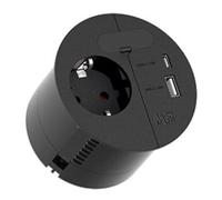 BACHMANN Prise encastrable LOOP IN CHARGE - 1 prise 1 x USB A/C 22 W - Avec passe-câble de 2 m - Pour bureau, salle de réunion et salon - Noir - 938.201