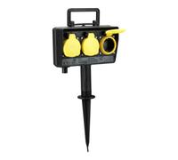 Bachmann Prise de jardin à planter au sol 394.175 – 3 sorties AC, câble 2 m, vert