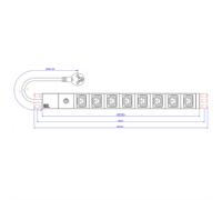 BACHMANN Bâti de prises 19" 8x C13 femelles, avec fiche à contact de protection, fusible 10A