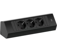 BACHMANN Casia 932.100 Bloc multiprise 3 Prises avec câble de 2 m pour Montage Mural et d'angle dans la Cuisine et Le Bureau Noir 932.100 (avec revêtement Anti-Traces de Doigts)