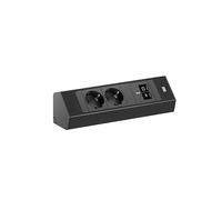 BACHMANN Casia 2 Multiprise 2 prises avec 2 ports USB-C 45 W, câble de 2 m, multiprise pour montage mural et d'angle dans la cuisine et le bureau, noir (avec revêtement anti-traces de doigts)