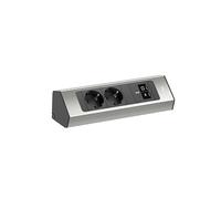 BACHMANN Casia 2 Multiprise 2 prises avec 2 ports USB-C 45 W, câble de 2 m, multiprise pour montage mural et d'angle dans la cuisine et le bureau, aspect acier inoxydable (avec revêtement anti-traces
