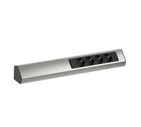 BACHMANN Casia 932.004 Multiprise 4 prises, 2 m, pour montage mural et d'angle dans la cuisine et le bureau, aspect acier inoxydable, avec couvercle réglable