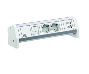 BACHMANN Desk 2xCEE7/3 1xinterrupteur 1xUSB A/C 22W GST18 RAL9010