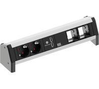 Bachmann Desk 2xSchuko, 1xUSB Charger & 2xEmpty Power strip -, 902.0183 (2xEmpty Power strip - ALU - w/Child protection)