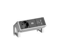 BACHMANN DESK2 1x contact de protection 1xUSB Charger Inox