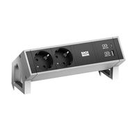 BACHMANN DESK2 2X Contact de Protection USB A&C, USB Charger 22W 0,2m GST18 INOX