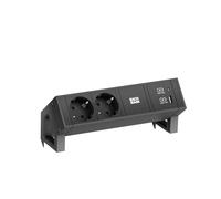 BACHMANN DESK2 2x contact de protection USB A&C, USB Charger 22W 0,2m GST18 noir
