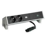 BACHMANN DESK2 2X Contact de Protection USB C, Chargeur USB 60W 0,2m GST18 INOX