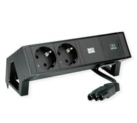 BACHMANN DESK2 2X Contact de Protection USB C, USB Charger 30W 0,2m GST18 Noir