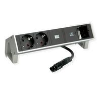 BACHMANN DESK2 2X Contact de Protection USB C, USB Charger 30W 1xABD 0,2m GST18 INOX