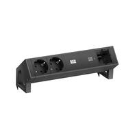 BACHMANN DESK2 2X Contact de Protection USB C, USB Charger 30W 1xABD 0,2m GST18 Noir