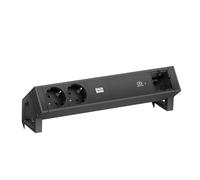 BACHMANN DESK2 2X Contact de Protection USB C, USB Charger 60W 1xABD 0,2m GST18 Noir