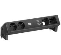 Bachmann DESK2 2xCEE7/3, Chargeur USB A/C, 2xCM, Courant 0,2m GST18 RAL9005