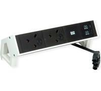 BACHMANN DESK2 2xUK 1xUSB A/C 22W, 0,2m GST18 RAL9010 Royaume-Uni