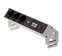 BACHMANN DESK2 3x contact de protection, 2x CAT6, 1x HDMI, 1x USB 3.0, câble d'alimentation GST18 0,2m, INOX