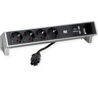 BACHMANN DESK2 4x contact de protection 1x USB-Charger, aluminium