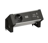 Bachmann Desk2 Alu 1 x Schuko 1 x USB pour Charger 1 x ABD GST18 937.102, Aluminium