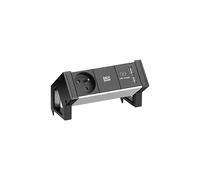 BACHMANN DESK2 ALU BLACK 1xUTE 1xUSB Charger 0.2m GST18