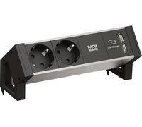BACHMANN DESK2 ALU BLACK 2x contact de protection 1x USB-Charger