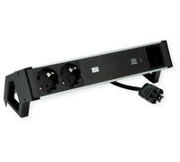 BACHMANN DESK2 ALU Black 2xclé USB de Protection, Chargeur USB 60W 1xABD 0,2m GST18