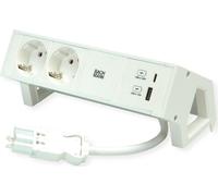 BACHMANN DESK2 ALU WHITE 2x contact de protection, USB Charger 22W A&C, 0,2m GST18