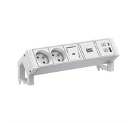 Bachmann Desk2 Alu White 2x Ute 1x Usb A/c 22w 1x Interrupteur 0,2m