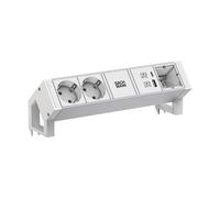 BACHMANN DESK2 ALU White 2xCEE7/3 1xCM 1xUSB A/C 22W 0,2m GST18