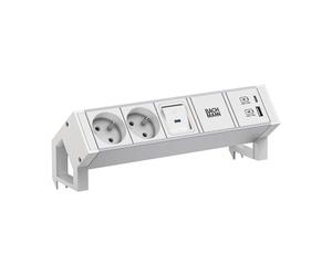 BACHMANN DESK2 ALU White 2xUTE 1xUSB A/C 22W 1xSchalter 0,2m