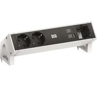 Bachmann DESK2 Bâti de prises couleur blanche, similaire à RAL9010 avec protection renforcée contre les contacts accidentels 2x prises de courant de sécurité noires 1xUSB A&C 22W Charger 1xModule pers