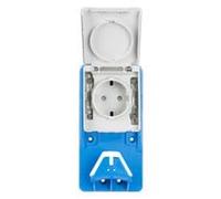 BACHMANN eMobility - Prise de charge de voiture pour voiture électrique - Montage en saillie IP65 16 A - Avec couvercle à charnière, protection contre les contacts et support de câble - Pour un