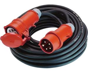 BACHMANN Extension 5G4mm² noir, H07RN-F CEE 16A rouge 400V, 25 m