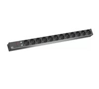 BACHMANN IT PDU ALU 1U 12x contact de protection, câble d'alimentation avec fiche de contact de protection