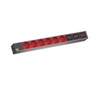 BACHMANN IT PDU ALU 1U 6x contact de protection 3x C19, câble d'alimentation avec fiche C20, noir