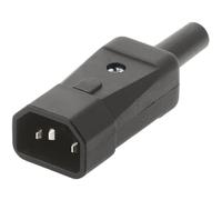 Bachmann Kaltgeräteprise mâle avec SchutzkTyp C14,10A - · pour Leitungen jusque 3G 1,00 mm², Thermoplast-Ausführung avec Schutzkontakt C14 pour Kabelanschluss· Schraubanschluss, Knickschutztülle et Zugentlastung,C14, 10 A / 250 V~, 70 °C