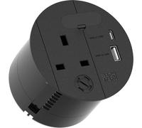 BACHMANN LOOP IN CHARGE UK USB A/C 22W, Câble d'alimentation 2,0m H05VV-F3G1,5mm² traversant