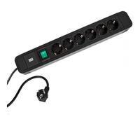 Bachmann Multiprise Primo 2 En Aluminium 6 Prises Noir 2 M Avec Interrupteur 350.001