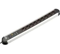 BACHMANN PRIMO Multiprise 9x contact de protection aluminium protection totale des appareils, 1,75 m